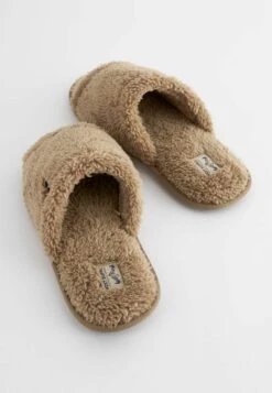 Next Borg Lined Slider Slippers - Pantofole - Stone Natural -Luce Scarpe Negozio dc817d400bed4a9a9e1e548000240019